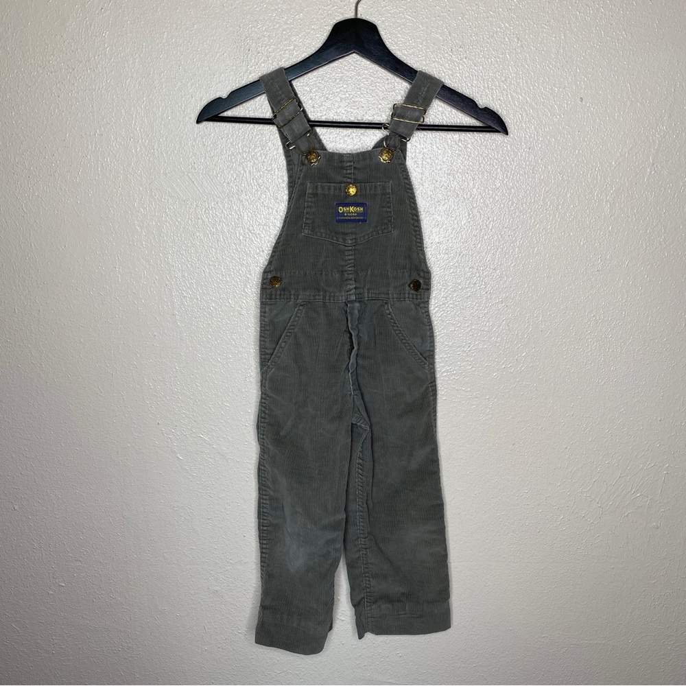 OshKosh Overalls Corduroy Toddler Size 5 USA Vintage Sage Green Vestbak Unisex